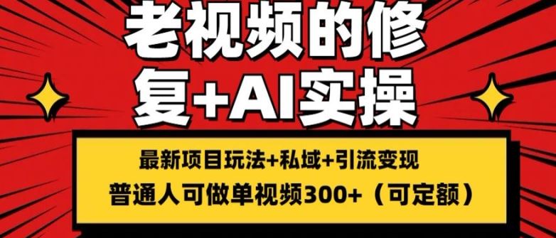 修复老视频的玩法，搬砖+引流的变现(可持久)，单条收益300+【揭秘】-追梦聊项目