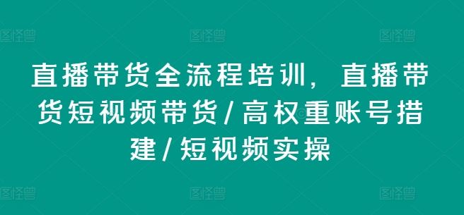 直播带货全流程培训，直播带货短视频带货/高权重账号措建/短视频实操-追梦聊项目
