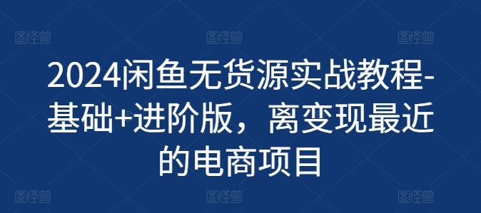 2024闲鱼无货源实战教程-基础+进阶版，离变现最近的电商项目-追梦聊项目