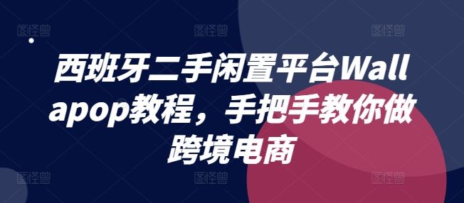 西班牙二手闲置平台Wallapop教程，手把手教你做跨境电商-追梦聊项目