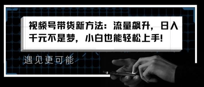 视频号带货新方法：流量飙升，日入千元不是梦，小白也能轻松上手【揭秘】-追梦聊项目