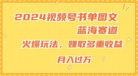 2024视频号书单图文蓝海赛道，火爆玩法，赚取多重收益，小白轻松上手，月入上万【揭秘】-追梦聊项目