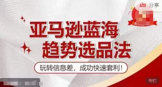 【训练营】亚马逊蓝海趋势选品法，玩转信息差，成功快速套利-追梦聊项目