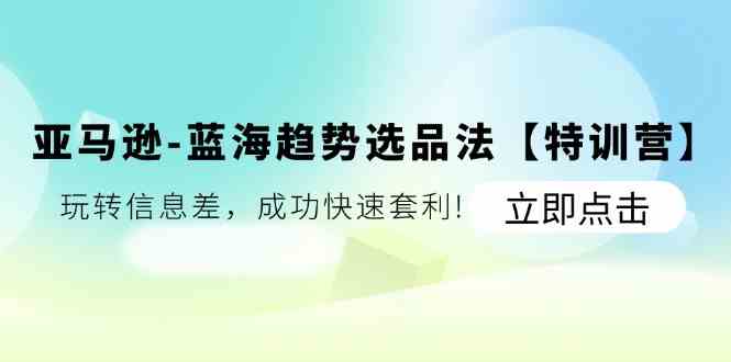 亚马逊蓝海趋势选品法【特训营】：玩转信息差，成功快速套利-追梦聊项目