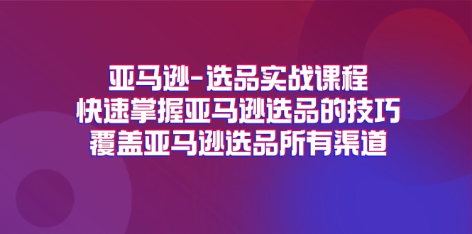 （11620期）亚马逊-选品实战课程，快速掌握亚马逊选品的技巧，覆盖亚马逊选品所有渠道-追梦聊项目
