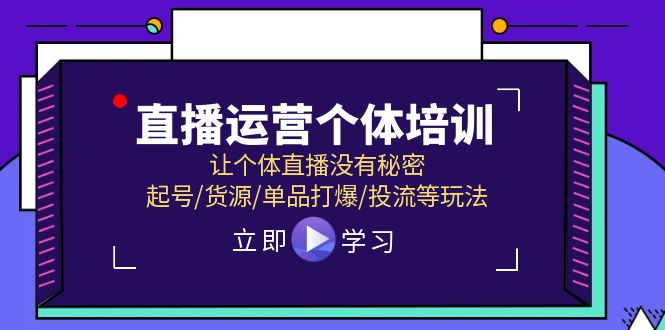（11636期）直播运营个体培训，让个体直播没有秘密，起号/货源/单品打爆/投流等玩法-追梦聊项目