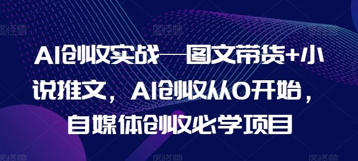AI创收实战—图文带货+小说推文，AI创收从0开始，自媒体创收必学项目-追梦聊项目