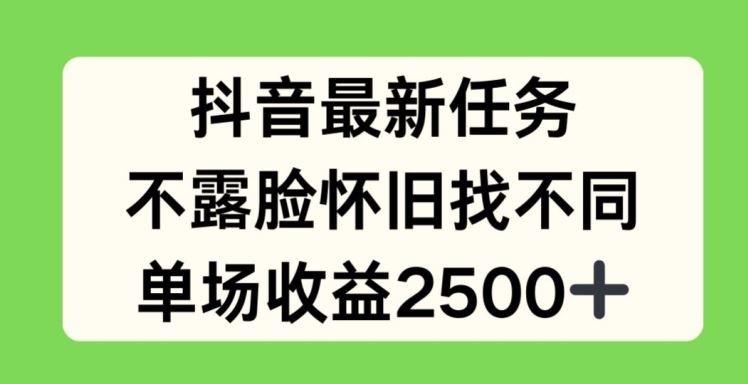 抖音最新任务，不露脸怀旧找不同，单场收益2.5k【揭秘】-追梦聊项目