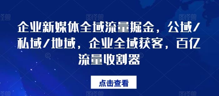企业新媒体全域流量掘金，公域/私域/地域，企业全域获客，百亿流量收割器-追梦聊项目