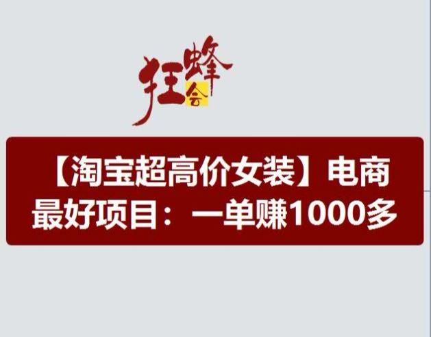 淘宝超高价女装项目，电商最好赛道，一单赚1000多-追梦聊项目