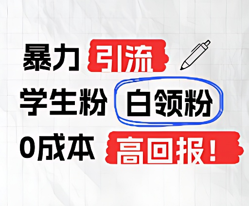 暴力引流学生粉白领粉，吊打以往垃圾玩法，0成本，高回报-追梦聊项目