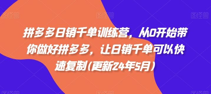拼多多日销千单训练营，从0开始带你做好拼多多，让日销千单可以快速复制(更新24年7月)-追梦聊项目