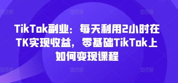 TikTok副业：每天利用2小时在TK实现收益，零基础TikTok上如何变现课程-追梦聊项目