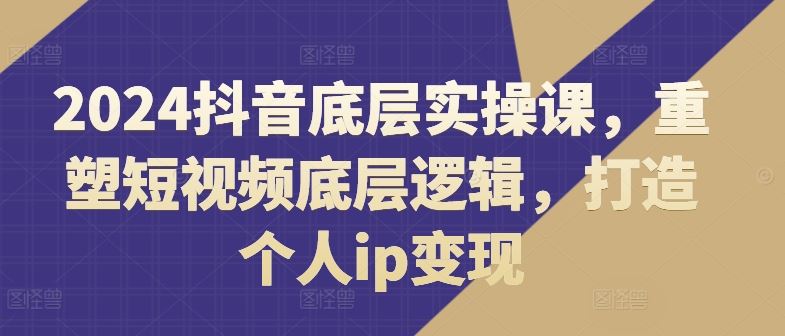 2024抖音底层实操课，​重塑短视频底层逻辑，打造个人ip变现-追梦聊项目