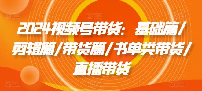 2024视频号带货：基础篇/剪辑篇/带货篇/书单类带货/直播带货-追梦聊项目