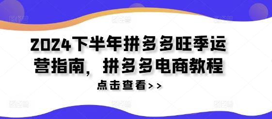 2024下半年拼多多旺季运营指南，拼多多电商教程-追梦聊项目