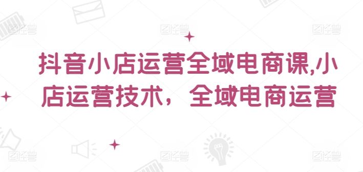 抖音小店运营全域电商课，​小店运营技术，全域电商运营-追梦聊项目