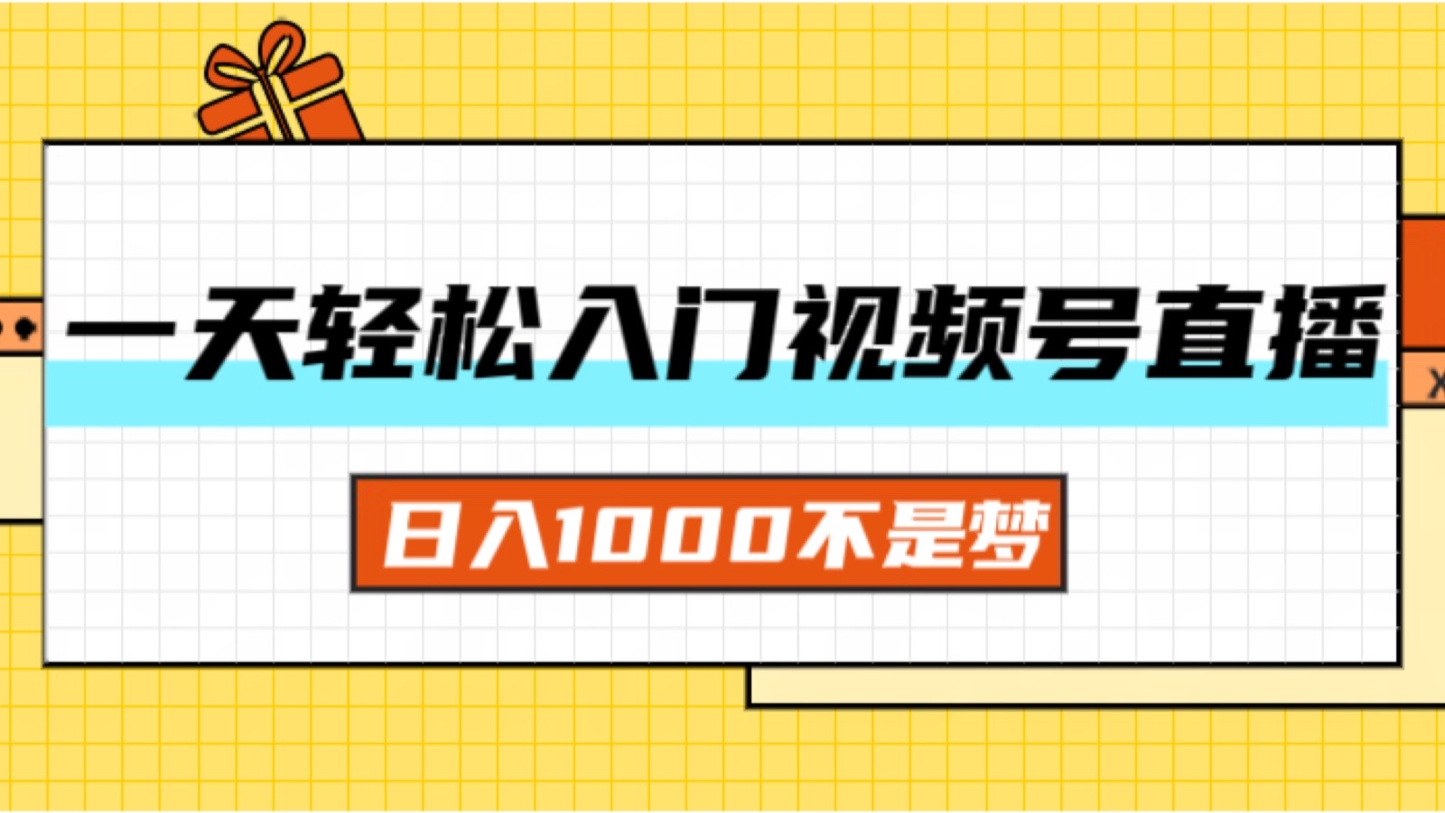 （11906期）一天入门视频号直播带货，日入1000不是梦-追梦聊项目