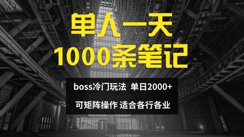 单人一天1000条笔记，日入2000+，BOSS直聘的正确玩法【揭秘】-追梦聊项目