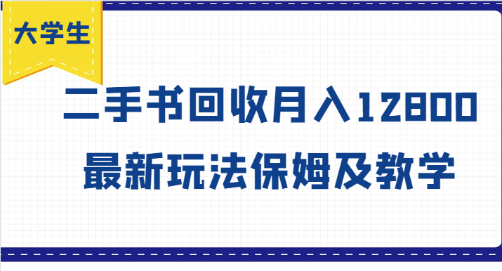 大学生创业风向标，二手书回收月入12800，最新玩法保姆及教学-追梦聊项目