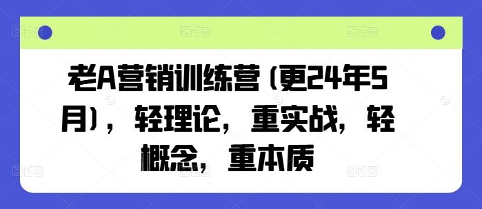 老A营销训练营(更24年7月)，轻理论，重实战，轻概念，重本质-追梦聊项目