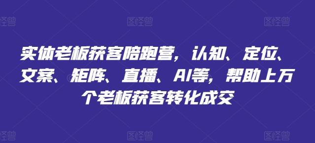 实体老板获客陪跑营，认知、定位、文案、矩阵、直播、AI等，帮助上万个老板获客转化成交-追梦聊项目
