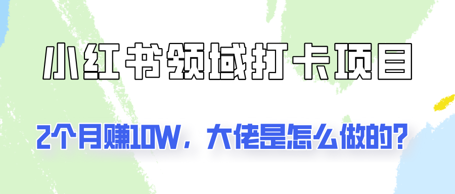 通过小红书领域打卡项目2个月赚10W，大佬是怎么做的？-追梦聊项目