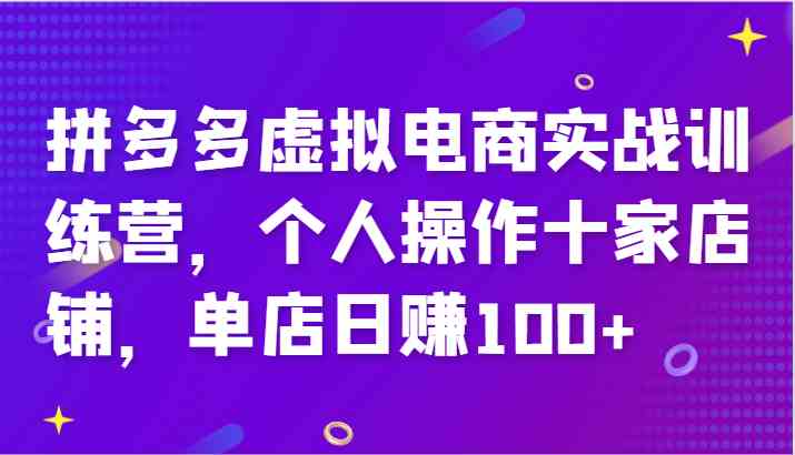 拼多多虚拟电商实战训练营，个人操作十家店铺，单店日赚100+-追梦聊项目