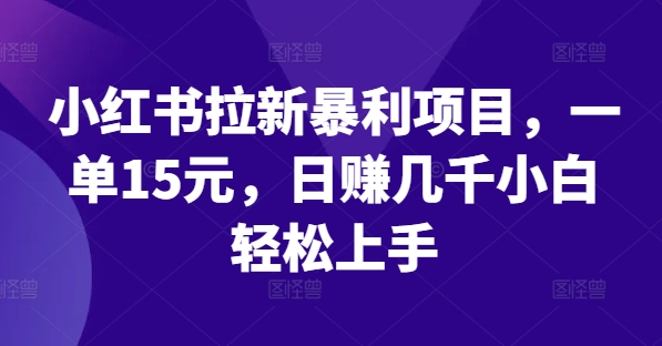 小红书拉新暴利项目，一单15元，日赚几千小白轻松上手-追梦聊项目