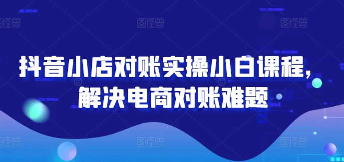 抖音小店对账实操小白课程，解决电商对账难题-追梦聊项目