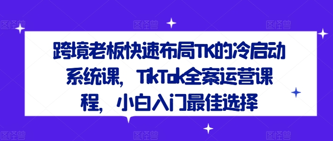 跨境老板快速布局TK的冷启动系统课，TikTok全案运营课程，小白入门最佳选择-追梦聊项目