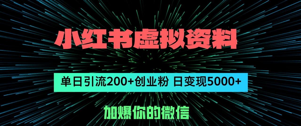（12164期）小红书虚拟资料日引流200+创业粉，单日变现5000+-追梦聊项目