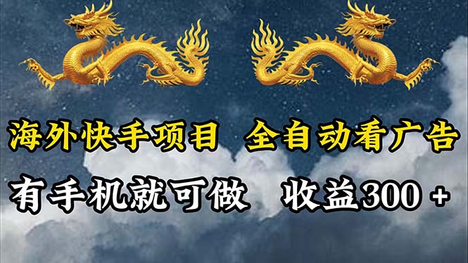 （12175期）海外快手项目，利用工具全自动看广告，每天轻松 300+-追梦聊项目