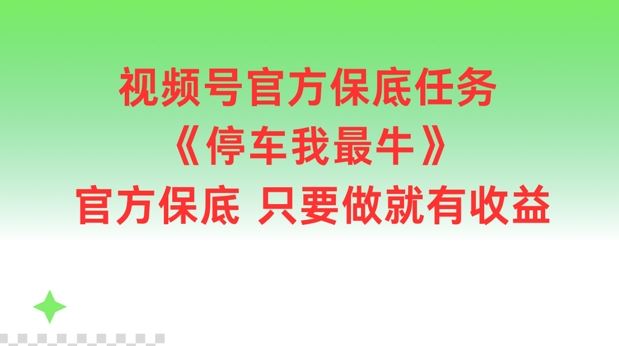 视频号官方保底任务，停车我最牛，官方保底只要做就有收益【揭秘】-追梦聊项目