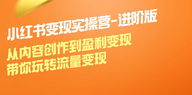 （12234期）小红书变现实操营-进阶版：从内容创作到盈利变现，带你玩转流量变现-追梦聊项目