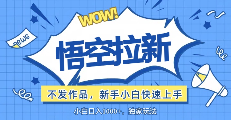（12243期）悟空拉新最新玩法，无需作品暴力出单，小白快速上手-追梦聊项目