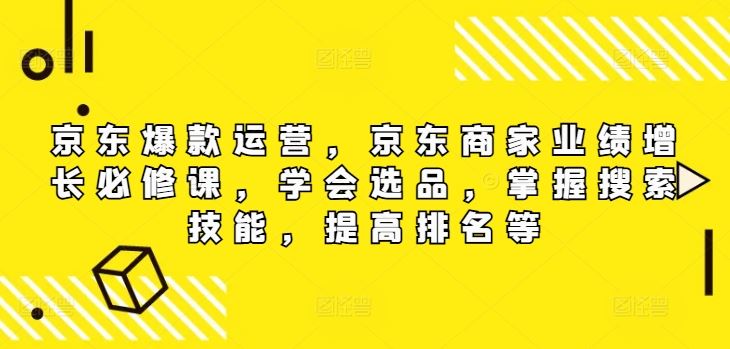 京东爆款运营，京东商家业绩增长必修课，学会选品，掌握搜索技能，提高排名等-追梦聊项目