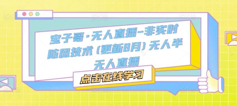 宝子哥·无人直播-非实时防风技术(更新8月)无人半无人直播-追梦聊项目