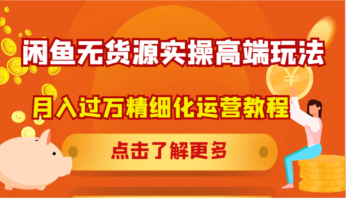 闲鱼无货源实操高端玩法，月入过万精细化运营教程-追梦聊项目