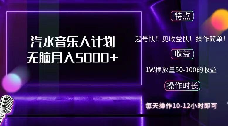 （12429期）抖音汽水音乐人计划无脑月入5000+-追梦聊项目