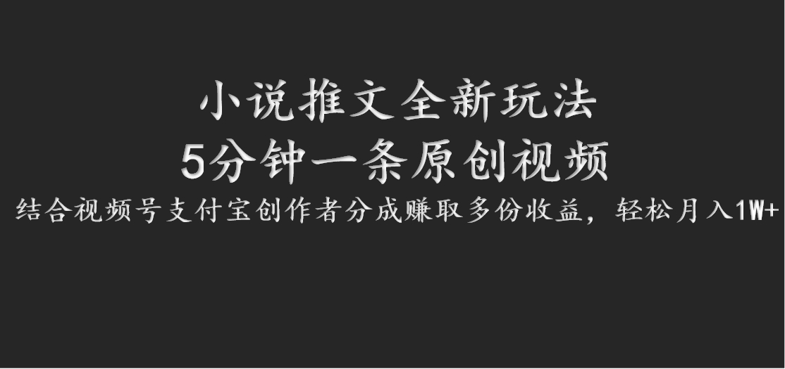 小说推文全新玩法，5分钟一条原创视频，结合视频号支付宝创作者分成赚取多份收益-追梦聊项目