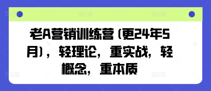 老A营销训练营(更24年9月)，轻理论，重实战，轻概念，重本质-追梦聊项目