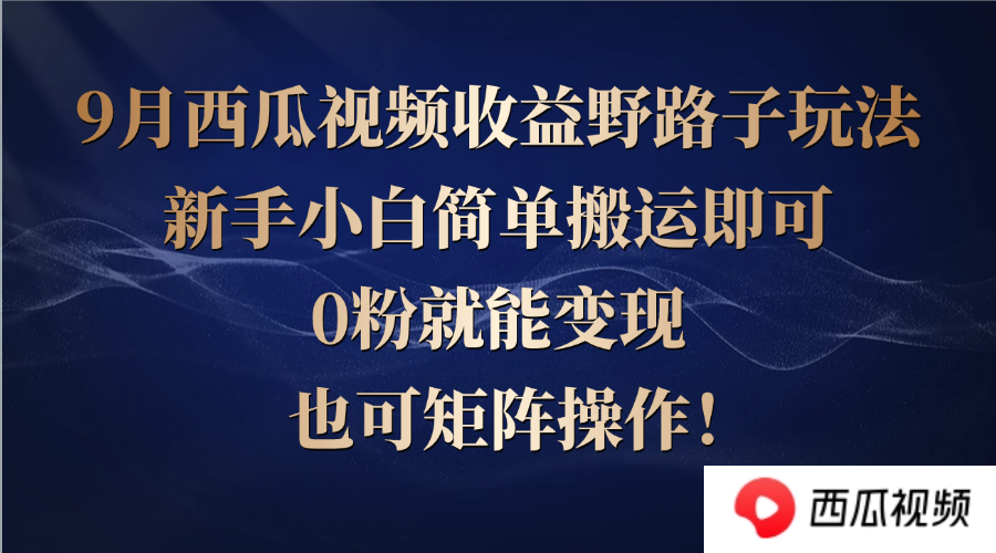 西瓜视频收益野路子玩法，新手小白简单搬运即可，0粉就能变现，也可矩…-追梦聊项目