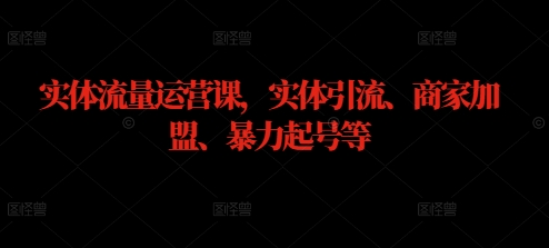 实体流量运营课，实体引流、商家加盟、暴力起号等-追梦聊项目
