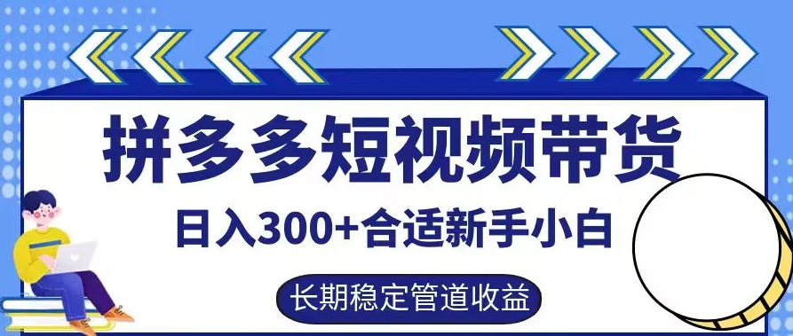 拼多多短视频带货日入300+有长期稳定被动收益，合适新手小白【揭秘】-追梦聊项目
