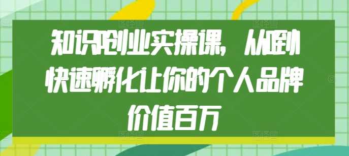 知识IP创业实操课，从0到1快速孵化让你的个人品牌价值百万-追梦聊项目