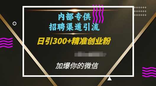 内部招聘渠道日引流300+创业粉，加爆你的微信【揭秘】-追梦聊项目