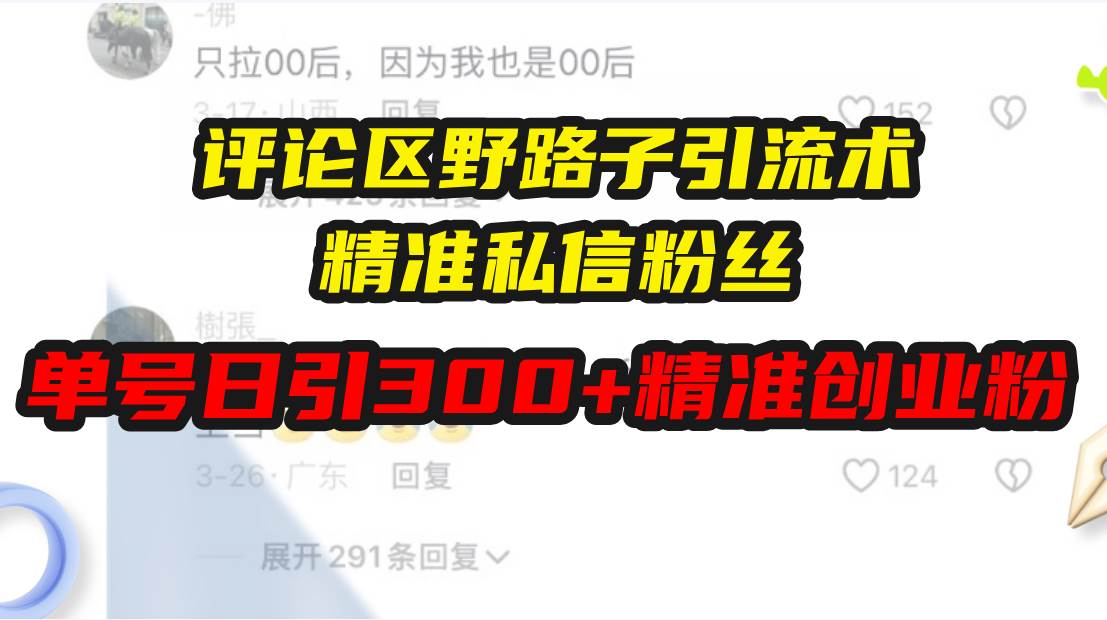 （13676期）评论区野路子引流术，精准私信粉丝，单号日引流300+精准创业粉-追梦聊项目