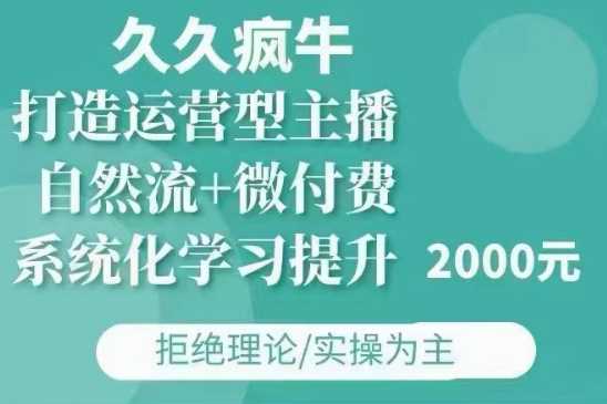 久久疯牛·自然流+微付费(12月23更新)打造运营型主播，包11月+12月-追梦聊项目