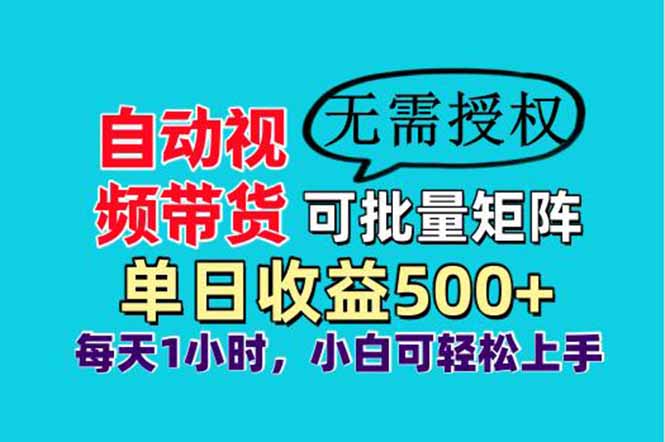 自动视频带货，可批量矩阵，单日收益500+、轻松实现睡后收益，小白可…-追梦聊项目